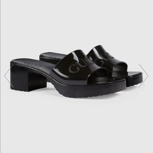 Gucci Black (Nero) Rubber Slides Size 37